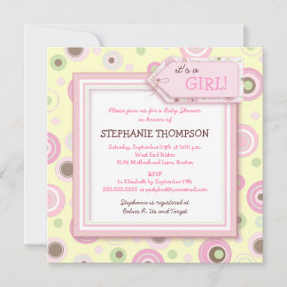 Invitation de Baby shower de filles aux joyeux poi