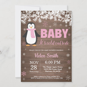 Invitation de Baby shower de filles d'hiver du pin