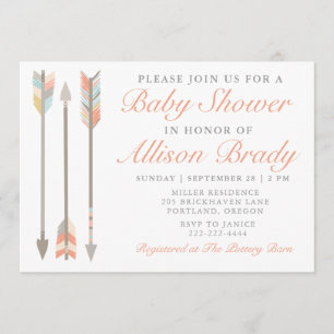 Invitation de baby shower de flèche