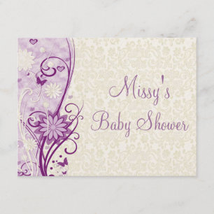 Invitation de baby shower de fleur et de papillon