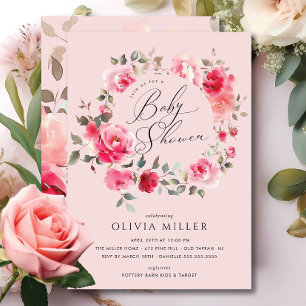Invitation de Baby shower de fleurs blanches