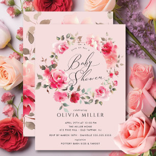 Invitation de Baby shower de fleurs blanches