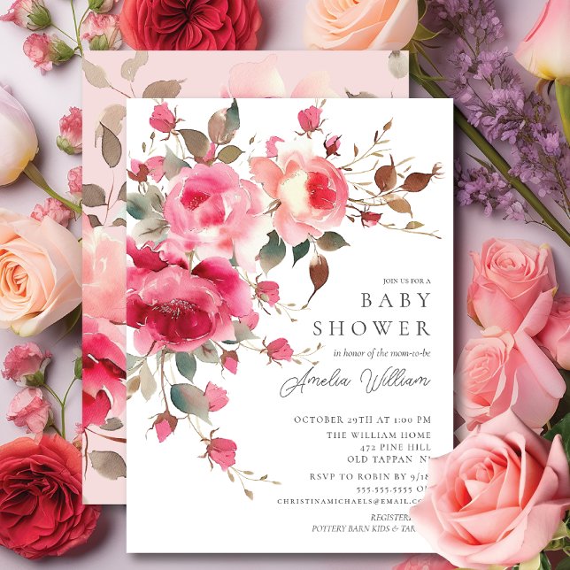Invitation de Baby shower de fleurs blanches (Créateur téléchargé)