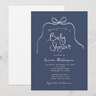 Invitation de Baby shower de fond simple Blue Bold