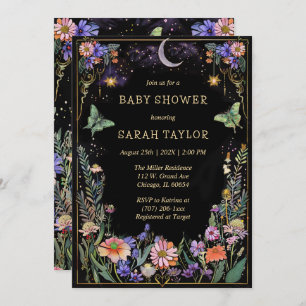 Invitation de Baby shower de forêt Moody Editable