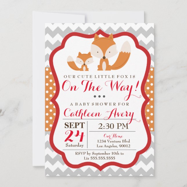 Invitation de baby shower de Fox (Devant)