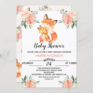 Invitation de baby shower de Fox d'aquarelle