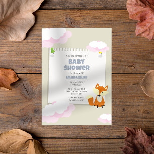 Invitation de Baby shower de Fox mignonne et de nu