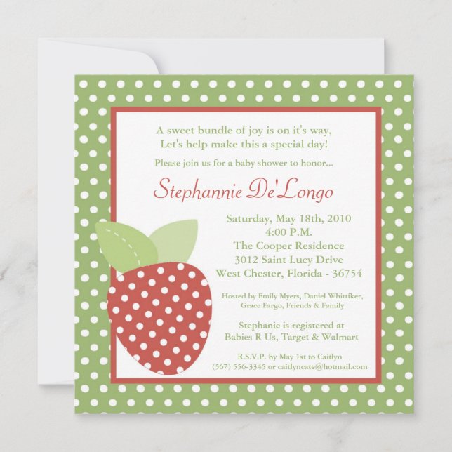 invitation de baby shower de fruit de fraise de la (Devant)