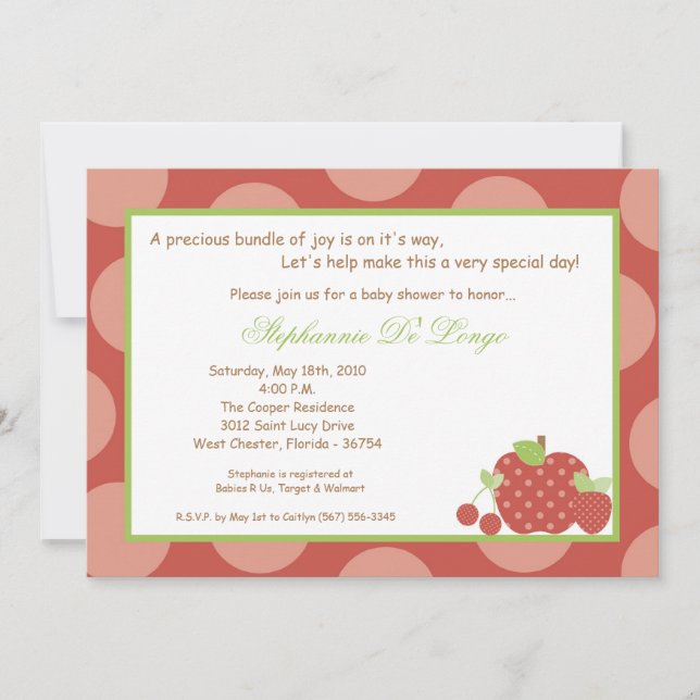 invitation de baby shower de fruit frais d'heure (Devant)