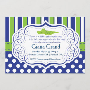 INVITATION DE BABY SHOWER DE GARÇON D'ALLIGATOR