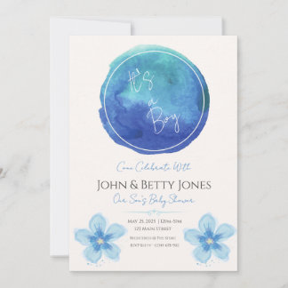 Invitation de Baby shower de garçon d'aquarelle pe