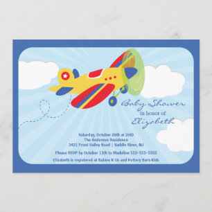 Invitation de Baby shower de garçon d'avion rouge
