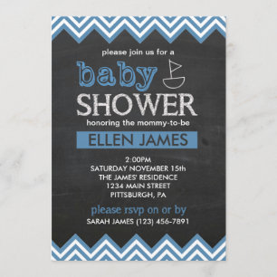 Invitation de baby shower de garçon de Chevron de