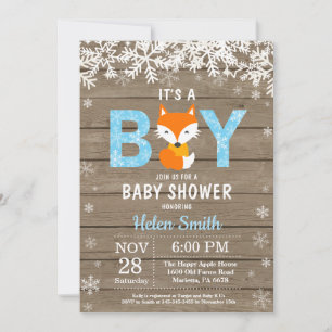 Invitation de Baby shower de garçon d'hiver de la