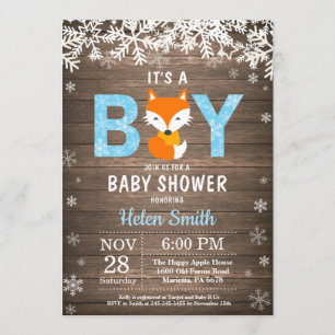Invitation de Baby shower de garçon d'hiver de la 