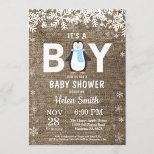 Invitation de Baby shower de garçon d'hiver de Pin