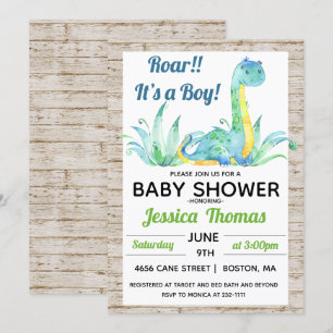 Invitation de Baby shower de garçon Dinosaur rusti