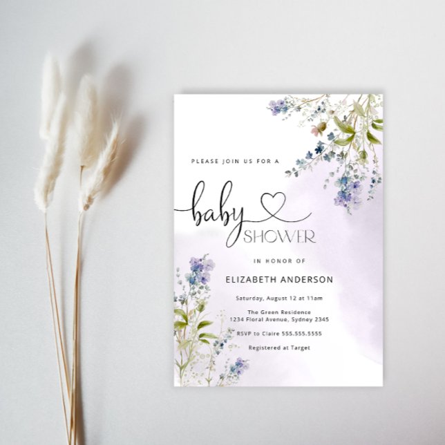 Invitation de Baby shower de garçon Fleur sauvage  (Créateur téléchargé)