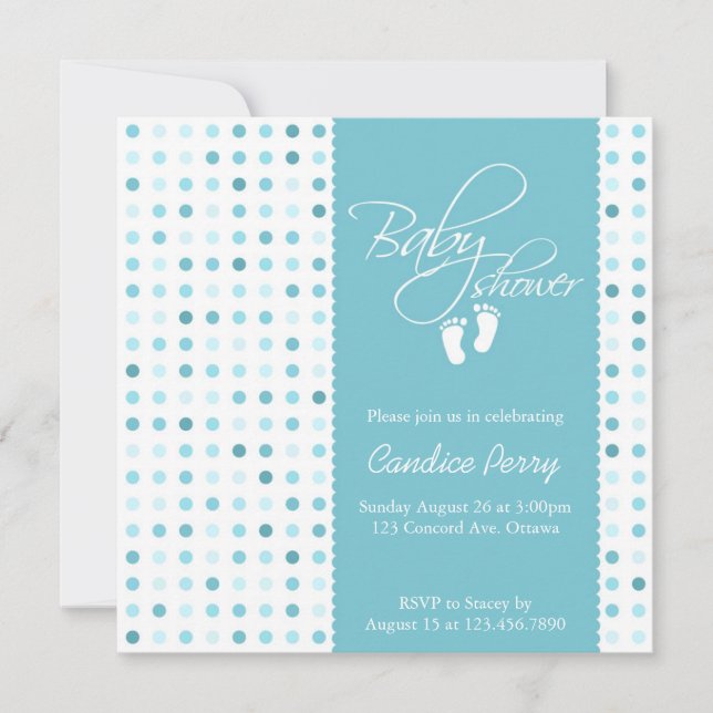 Invitation de Baby shower de garçon Polka Dot (Devant)