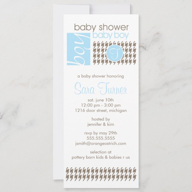 Invitation de Baby shower de garçon - tendance (Devant)