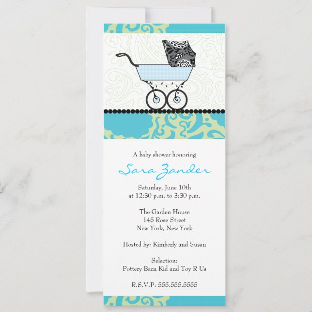 Invitation de Baby shower de garçon - Transport de (Devant)