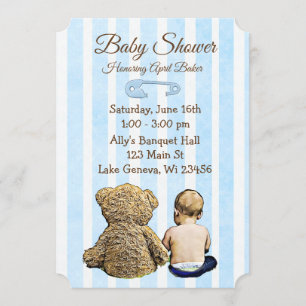 Invitation de baby shower de garçons d'ours de