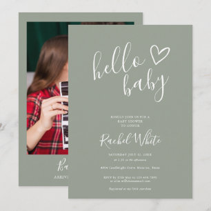 Invitation de Baby Shower de Genre Neutre Vert Sau