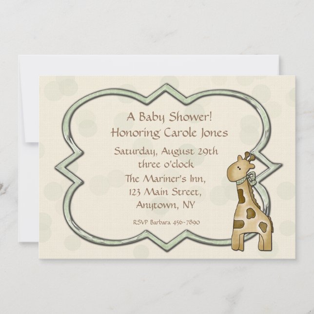 Invitation de baby shower de girafe (Devant)