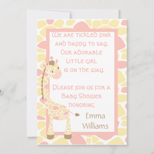 Invitation de baby shower de girafe de douceur de (Devant)