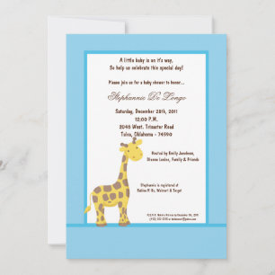 Invitation de Baby shower de Giraffe bleue 5x7