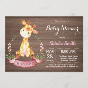 Invitation de Baby shower de Giraffe Rustique