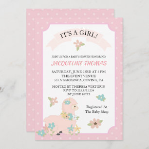 Invitation de Baby shower de Girl Llama