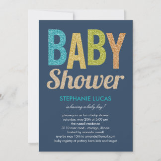 Invitation de Baby shower de Glittery - Garçon