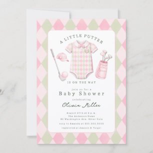 Invitation de baby shower de golf rose