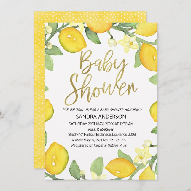 Invitation de baby shower de guirlande de (Devant / Derrière)