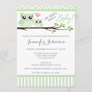 Invitation de Baby shower de hibl   Green Chevron