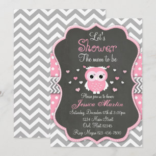 Invitation de baby shower de hibou, Chevron,