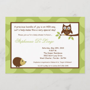 invitation de baby shower de hibou de forêt de la