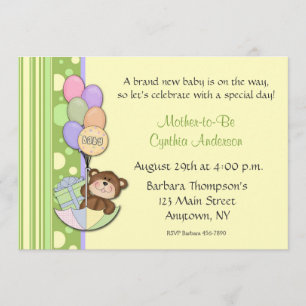 Invitation de baby shower de jaune d'ours de