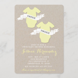 Invitation de baby shower de jumeaux