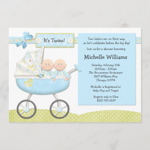 Invitation de baby shower de jumeaux