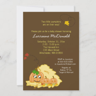 Invitation de Baby shower de jumeaux citrouilles (