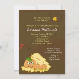 Invitation de Baby shower de jumeaux citrouilles (