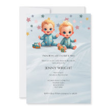 Invitation de Baby shower de jumeaux de garçon mig