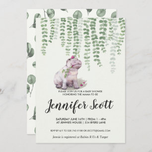 Invitation de baby shower de jungle d'hippopotame