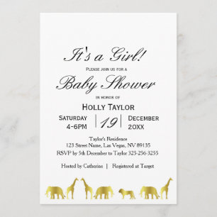 Invitation de baby shower de jungle d'or