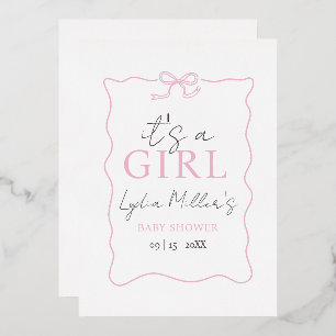 Invitation de Baby shower de la croupe rose, Baby