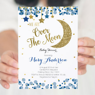 Invitation de Baby shower de la Marine Blue Gold M