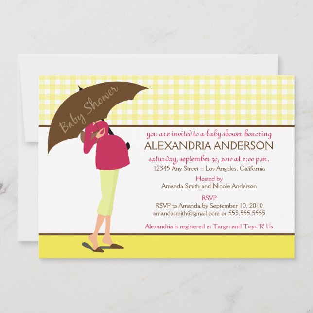 Invitation de Baby shower de la mère parapluie {TB (Devant)
